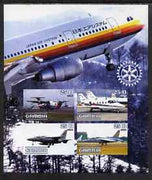 Gambia 2003 Aircraft imperf sheetlet containing 4 values with Rotary logo, unmounted mint