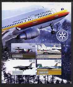 Gambia 2003 Aircraft imperf sheetlet containing 4 values with Rotary logo, unmounted mint