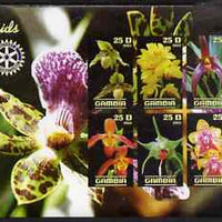 Gambia 2003 Orchids imperf sheetlet containing 6 values with Rotary logo, unmounted mint