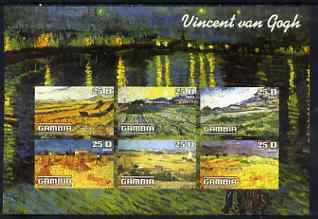 Gambia 2003 Paintings by Vincent Van Gogh imperf sheetlet containing 6 values, unmounted mint