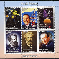 Ivory Coast 2004 Walt Disney & Jules Verne perf sheetlet containing 6 values unmounted mint