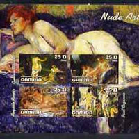 Gambia 2003 Nude Art imperf sheetlet containing 4 values, unmounted mint (Renoir, Courbet, Boucher & Cezanne)