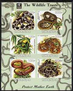 Rwanda 2003 The Wildlife Trusts imperf sheetlet containing set of 6 values (Snakes) unmounted mint