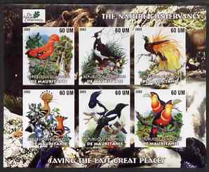 Mauritania 2003 The Nature Conservancy imperf sheetlet containing set of 6 values (Birds by John Audubon) unmounted mint