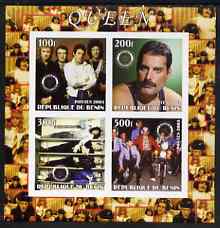 Benin 2003 Queen (pop group) #2 imperf sheetlet containing set of 4 values each with Rotary International Logo unmounted mint