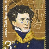 Great Britain 1972 British Polar Explorers 3p (James Clark Ross) unmounted mint with fine 1.5mm drop of blue (eyes on cheek) SG 897var)