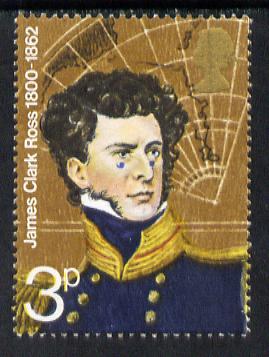 Great Britain 1972 British Polar Explorers 3p (James Clark Ross) unmounted mint with fine 1.5mm drop of blue (eyes on cheek) SG 897var)