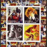 Ivory Coast 2003 AC/DC #2 imperf sheetlet containing set of 4 values each with Rotary International Logo unmounted mint