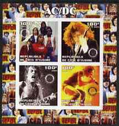 Ivory Coast 2003 AC/DC #2 imperf sheetlet containing set of 4 values each with Rotary International Logo unmounted mint
