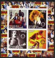 Ivory Coast 2003 AC/DC #2 imperf sheetlet containing set of 4 values each with Rotary International Logo unmounted mint