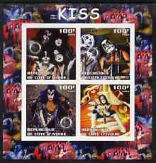 Ivory Coast 2003 Kiss #2 imperf sheetlet containing set of 4 values each with Rotary International Logo unmounted mint