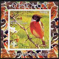 Ivory Coast 2003 Birds - Stonechat composite imperf sheetlet containing 1 value + 1 label with Scouts Logo, unmounted mint