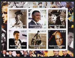 Congo 2002 Film Stars of the 20th Century (Male) imperf sheetlet containing set of 6 values unmounted mint