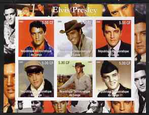 Congo 2002 Elvis Presley imperf sheetlet #1 containing set of 6 values unmounted mint