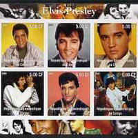 Congo 2002 Elvis Presley imperf sheetlet #2 containing set of 6 values unmounted mint