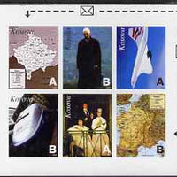 Kosova 1999 Events & Personalities #4 imperf sheetlet containing set of 6 values (denominated A or B) unmounted mint