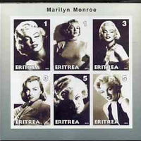 Eritrea 2001 Marilyn Monroe imperf sheetlet #1 containing 6 values unmounted mint