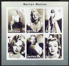 Eritrea 2001 Marilyn Monroe imperf sheetlet #2 containing 6 values unmounted mint