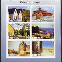Eritrea 2001 Art of Edward Hopper #2 imperf sheetlet containing 6 values unmounted mint
