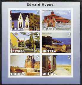 Eritrea 2001 Art of Edward Hopper #2 imperf sheetlet containing 6 values unmounted mint