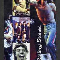 Kyrgyzstan 2001 Rolling Stones imperf sheetlet containing 3 values unmounted mint