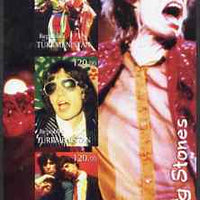 Turkmenistan 2001 Rolling Stones imperf sheetlet containing 3 values unmounted mint