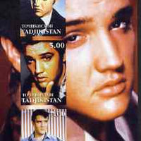 Tadjikistan 2001 Elvis Presley imperf sheetlet containing set of 3 values unmounted mint