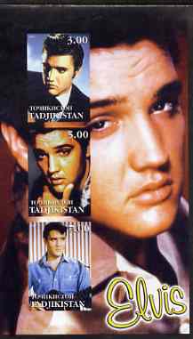 Tadjikistan 2001 Elvis Presley imperf sheetlet containing set of 3 values unmounted mint