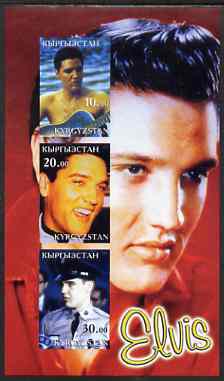 Kyrgyzstan 2001 Elvis Presley imperf sheetlet containing set of 3 values unmounted mint
