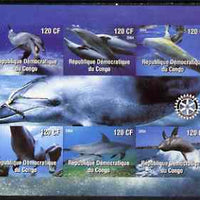Congo 2004 Dolphins imperf sheetlet containing 6 values, with Rotary Logo unmounted mint