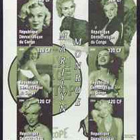 Congo 2004 Marilyn Monroe #2 (green background) imperf sheetlet containing 6 values, unmounted mint