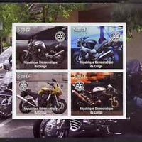 Congo 2003 Modern Motorcycles #1 imperf sheetlet containing 4 values each with Rotary Logo, unmounted mint
