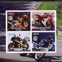 Congo 2003 Modern Motorcycles #3 imperf sheetlet containing 4 values each with Rotary Logo, unmounted mint