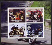 Congo 2003 Modern Motorcycles #3 imperf sheetlet containing 4 values each with Rotary Logo, unmounted mint