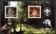 Congo 2004 Owls imperf sheetlet containing 2 values with Scout Logo & Albert Schweitzer in background, unmounted mint