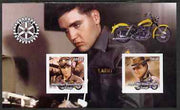 Congo 2004 Elvis Presley imperf sheetlet containing 2 values with Rotary Logo & Motorbike in background, unmounted mint