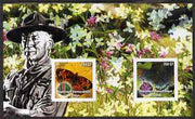 Congo 2004 Butterflies #1 imperf sheetlet containing 2 values with Baden Powell in background, unmounted mint