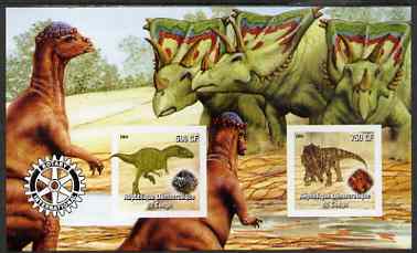 Congo 2004 Dinosaurs imperf sheetlet containing 2 values with Rotary Logo unmounted mint