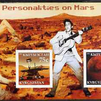 Kyrgyzstan 2003 Personalities on Mars imperf m/sheet containing 2 values unmounted mint (Shows Elvis, Marilyn, Einstein & Tiger Woods)