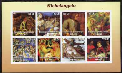 Congo 2003 Paintings by Michelangelo imperf sheetlet containing 8 values unmounted mint