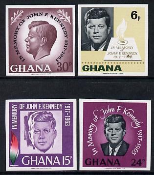 Ghana 1965 Kennedy imperf set of 4 unmounted mint as SG 403-6