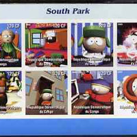 Congo 2003 South Park #1 imperf sheetlet containing 8 x 120 CF values unmounted mint