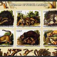 Congo 2005 Audubon Animals of North America imperf sheetlet containing 6 values unmounted mint