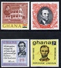 Ghana 1965 Death Centenary of Abraham Lincoln imperf set of 4 unmounted mint as SG 373-76