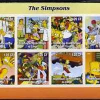 Congo 2004 Cartoons - The Simpsons imperf sheetlet containing 8 values, unmounted mint