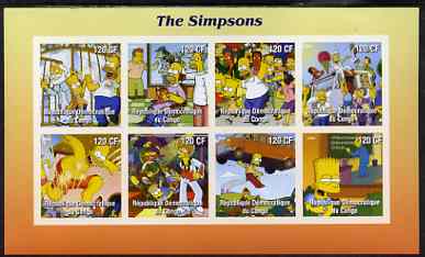Congo 2004 Cartoons - The Simpsons imperf sheetlet containing 8 values, unmounted mint