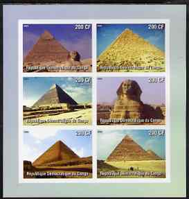 Congo 2003 Pyramids of Egypt imperf sheetlet containing 6 values, unmounted mint