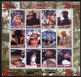 Mordovia Republic 2001 Tupac Shakur (Rap Artist) perf sheetlet containing set of 12 values unmounted mint