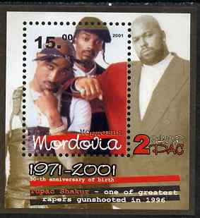 Mordovia Republic 2001 Tupac Shakur (Rap Artist) perf s/sheet unmounted mint