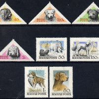 Hungary 1956 Hungarian Dogs set of 8 (4 rectangular & 4 triangular) unmounted mint SG 1448-55